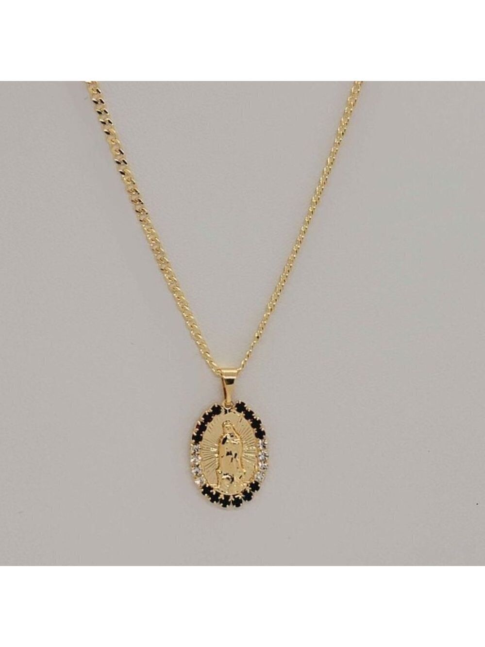 Brand New Brazilian 18k Gold Filled Virgen De Guadalupe Necklace